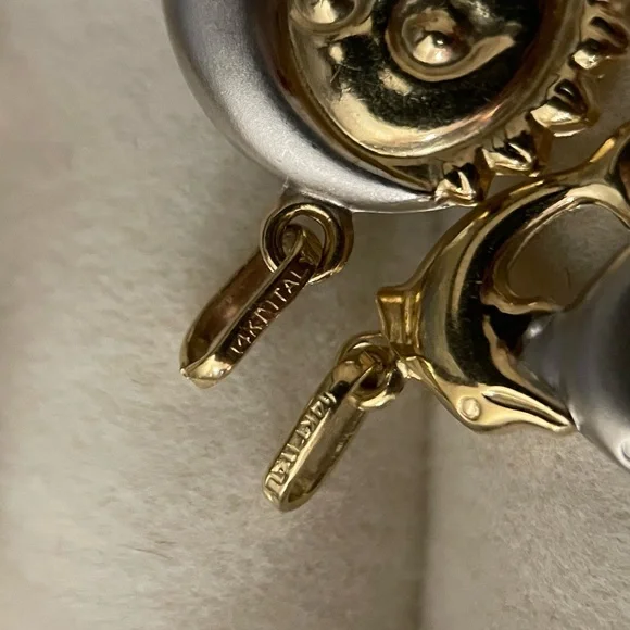 14k solid gold two tone puffy reversible sun moon face celestial pendant 3d - Picture 13 of 14